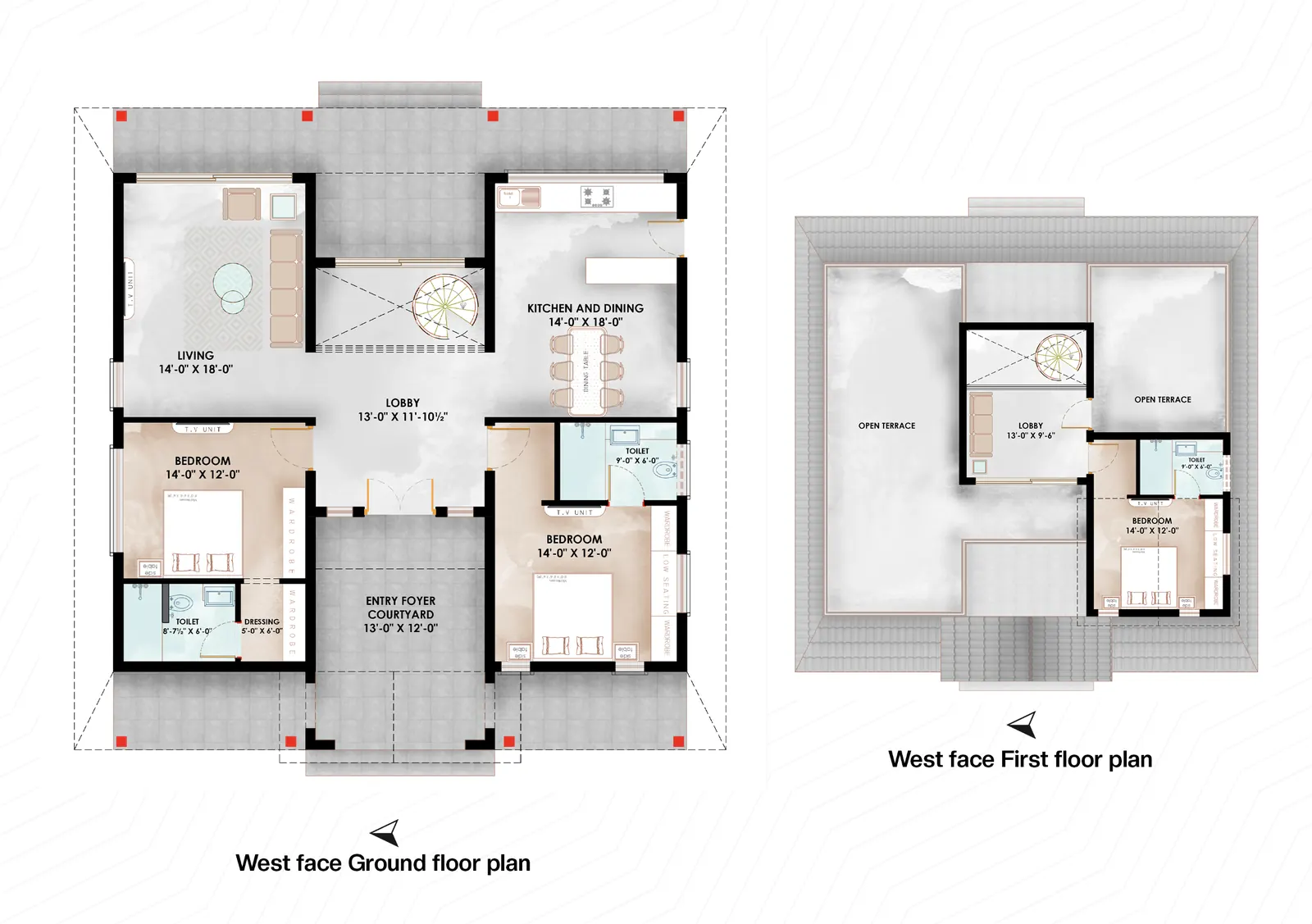West side facing floor plan